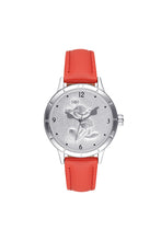 Load image into Gallery viewer, Disney Disney Mickey&#39;s 90th Sculpted Silver Dial Red Leaather Strap Watch