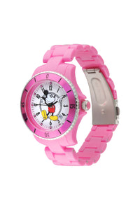 Disney Mickey Sports 40mm White Dial Pink Stainless Steel Watch