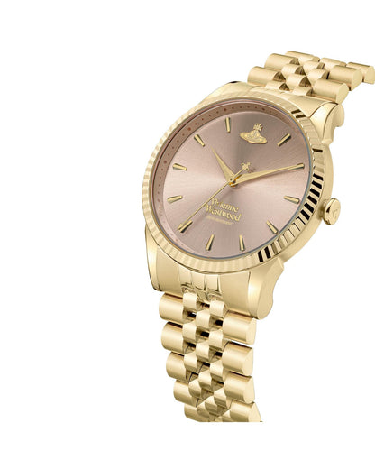Vivienne Westwood Seymore Pink Dial Gold Strap Watch