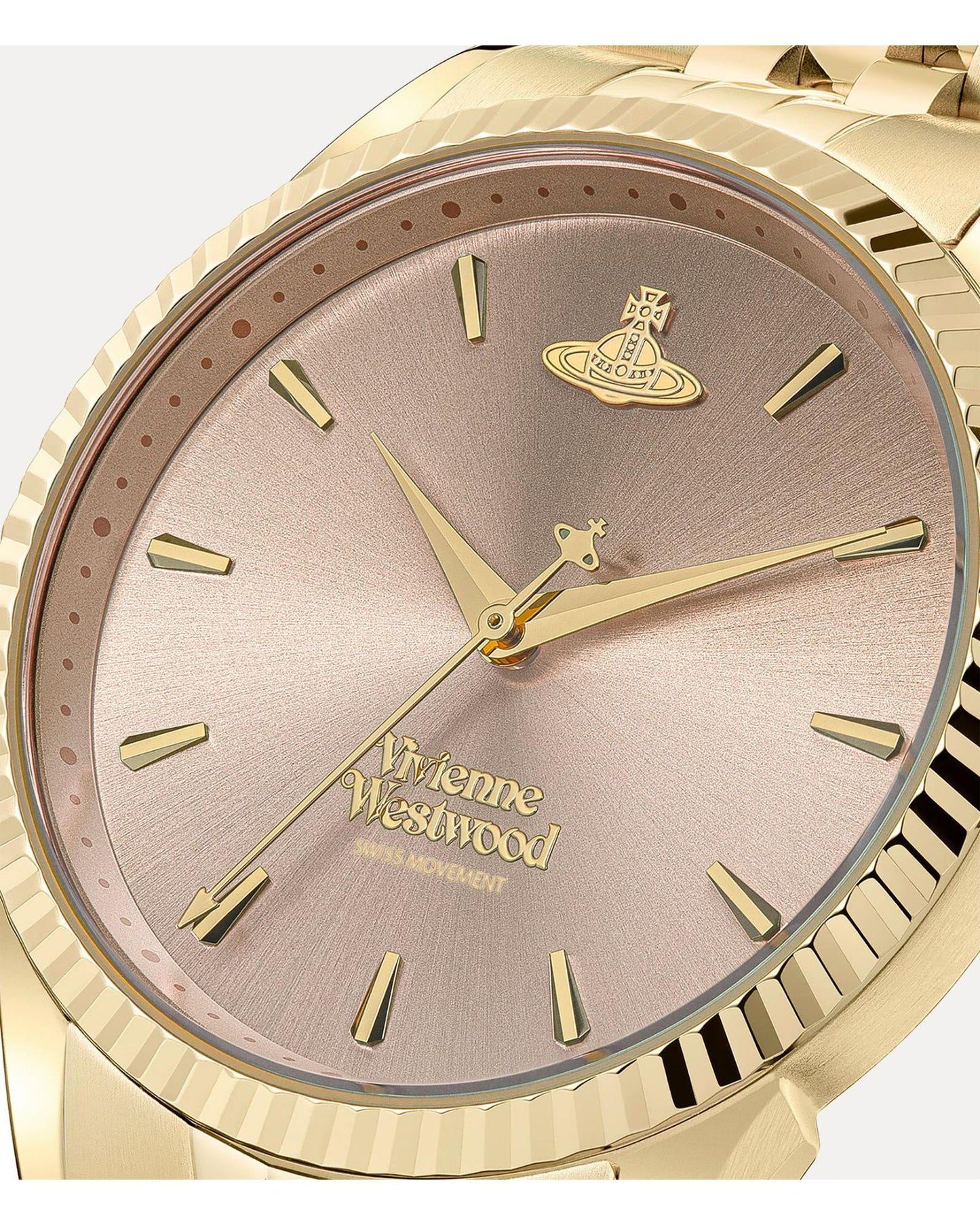 Vivienne Westwood Seymore Pink Dial Gold Strap Watch
