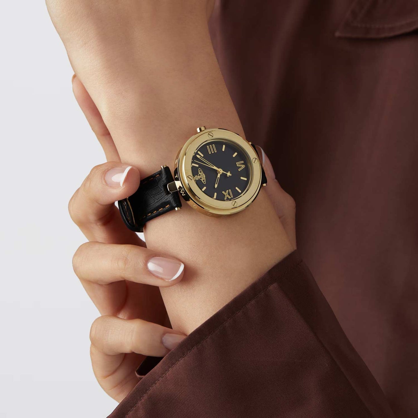 Vivienne Westwood Whitehall Gold 34mm Black Leather Watch