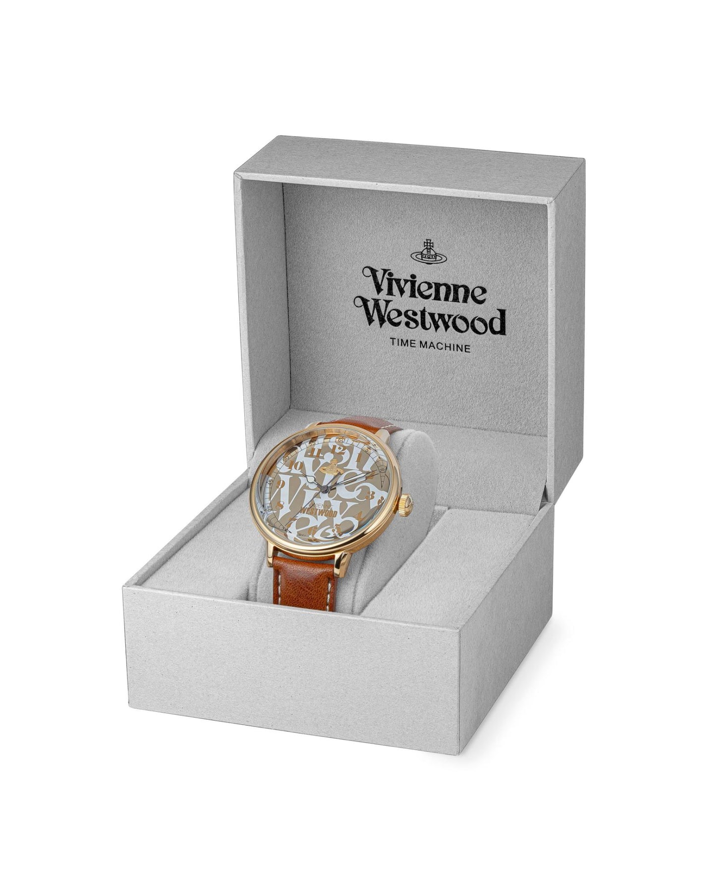 Vivienne Westwood Cavendish Gold 48mm Brown Leather Watch