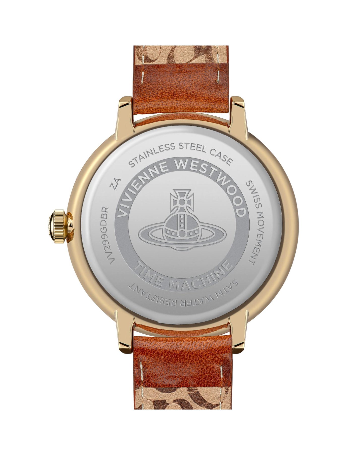 Vivienne Westwood Cavendish Gold 48mm Brown Leather Watch