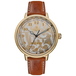 Vivienne Westwood Cavendish Gold 48mm Brown Leather Watch