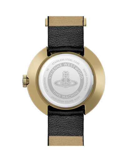 Vivienne Westwood Rebel Sex Gold Dial Black Leather Watch