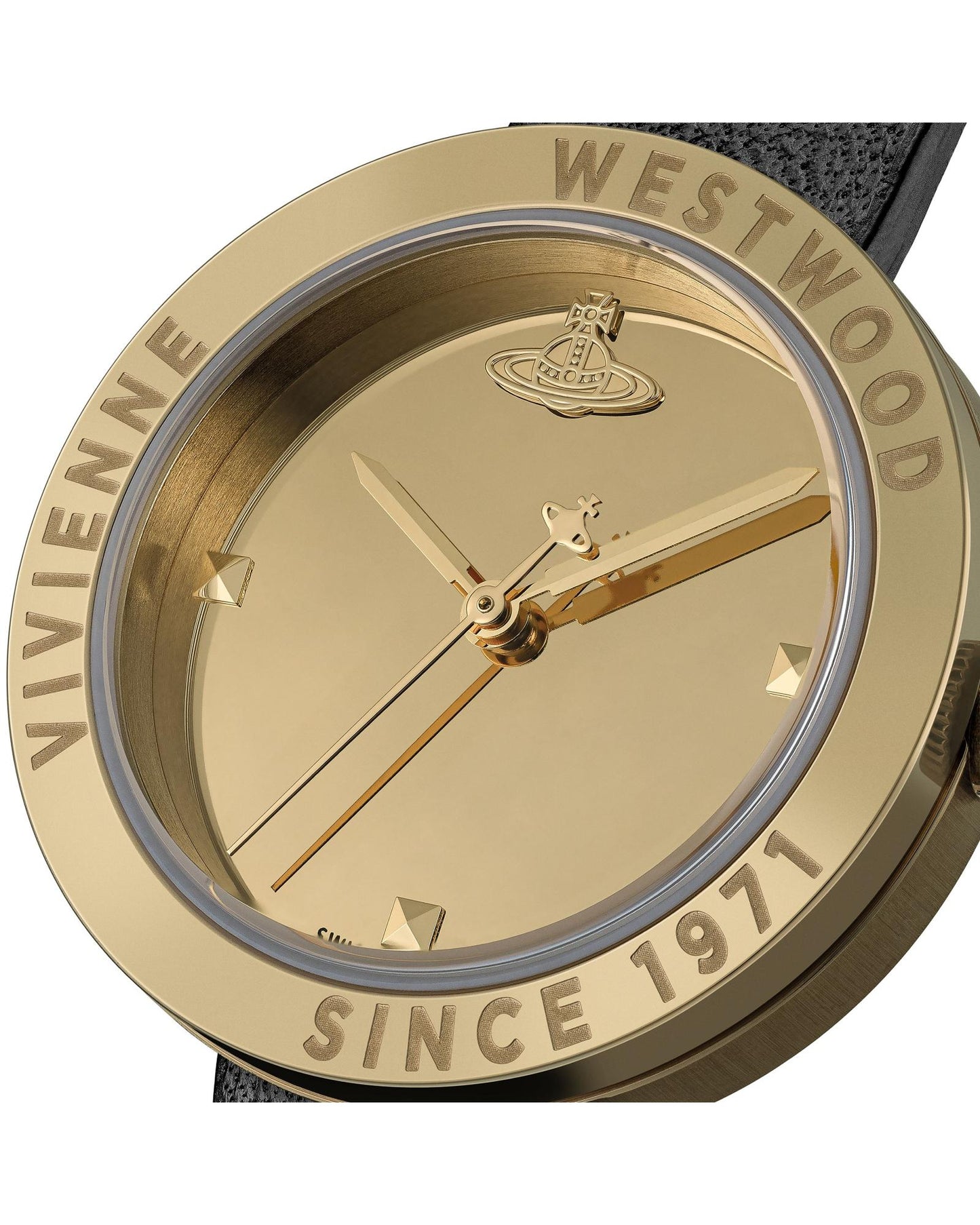 Vivienne Westwood Rebel Sex Gold Dial Black Leather Watch