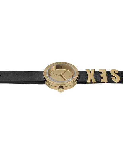 Vivienne Westwood Rebel Sex Gold Dial Black Leather Watch