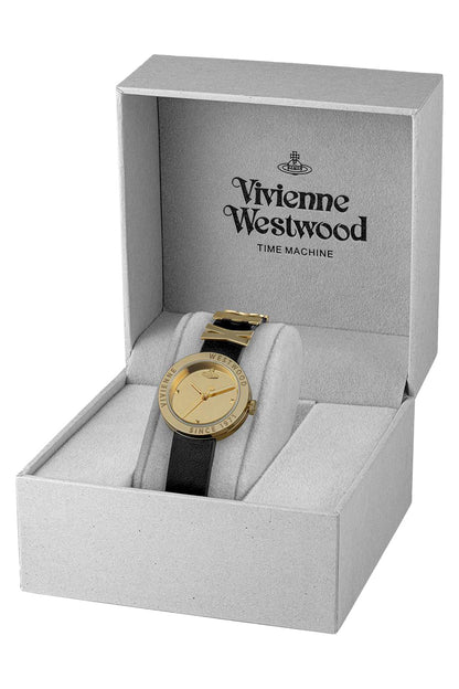 Vivienne Westwood Rebel Sex Gold Dial Black Leather Watch