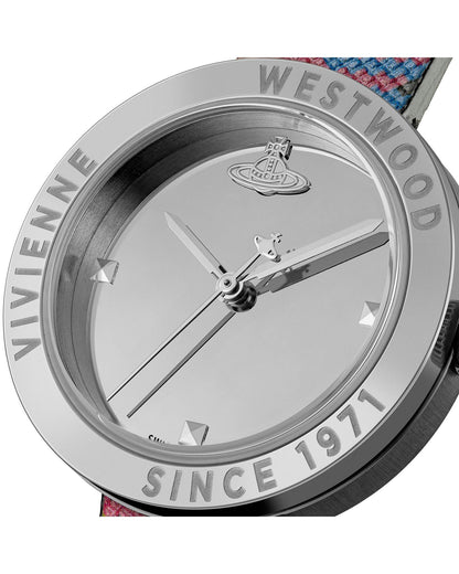 Vivienne Westwood Rebel Sex Silver Dial Tartan Leather Strap Watch