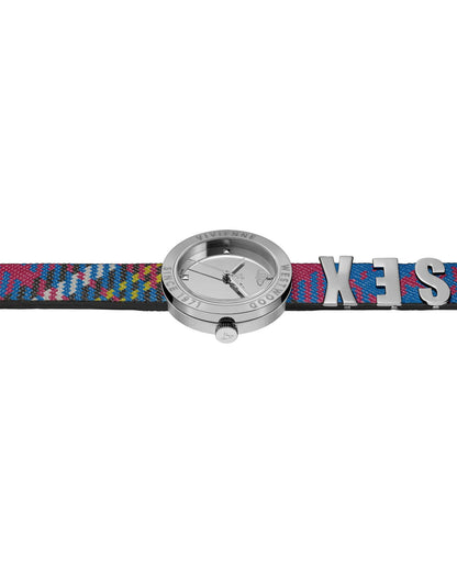 Vivienne Westwood Rebel Sex Silver Dial Tartan Leather Strap Watch