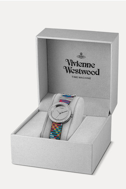 Vivienne Westwood Rebel Sex Silver Dial Tartan Leather Strap Watch