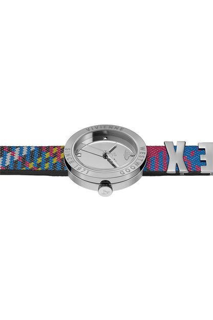 Vivienne Westwood Rebel Sex Silver Dial Tartan Leather Strap Watch
