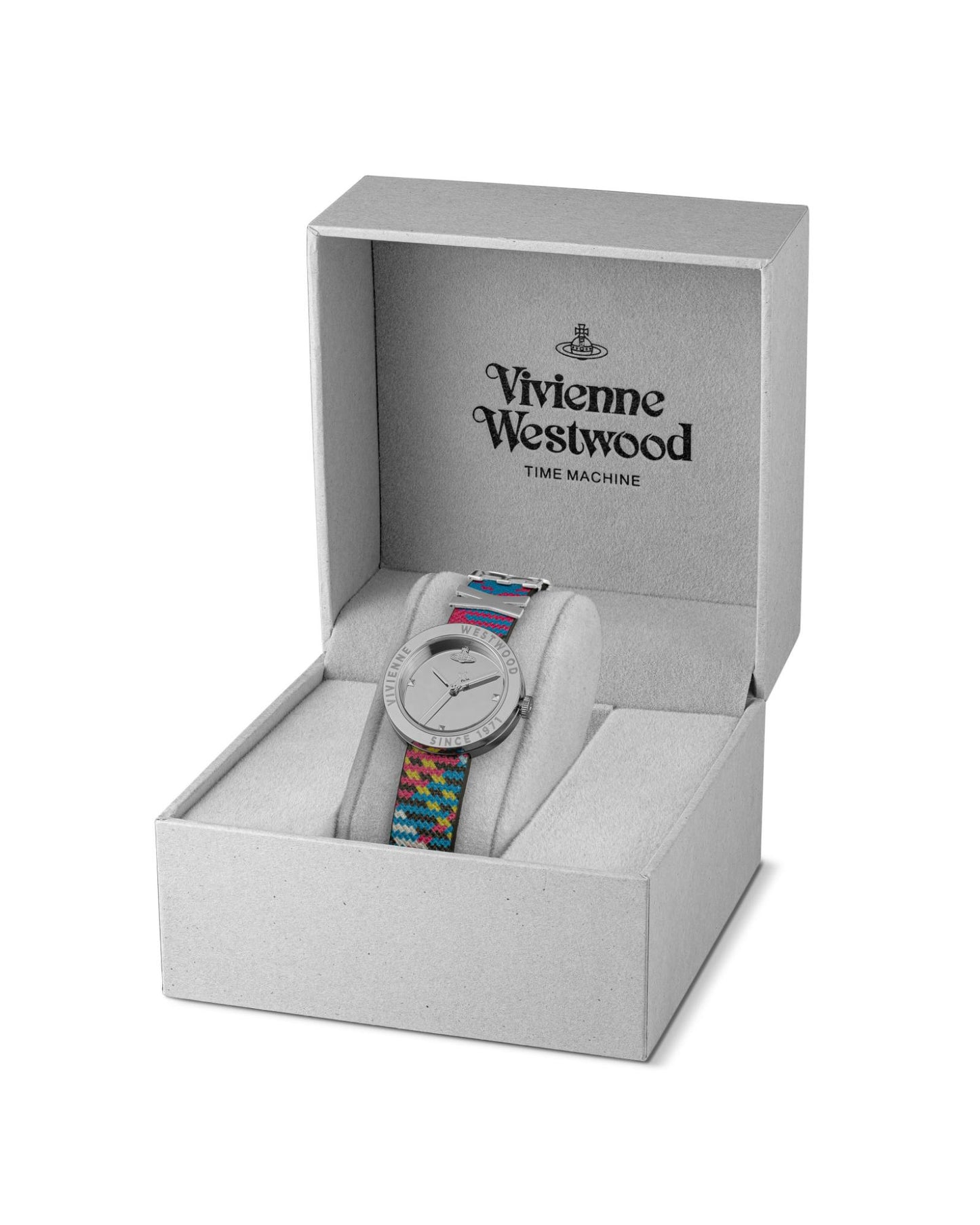 Vivienne Westwood Rebel Sex Silver Dial Tartan Leather Strap Watch