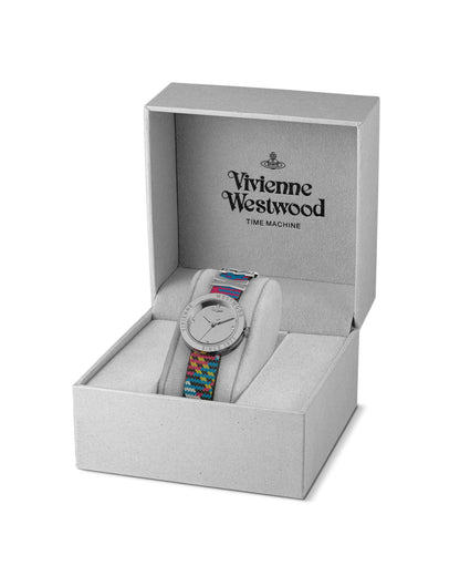 Vivienne Westwood Rebel Sex Silver Dial Tartan Leather Strap Watch