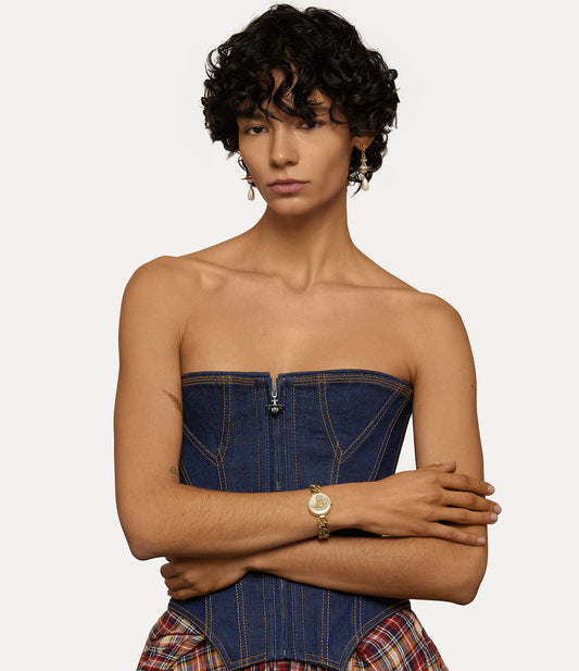 Vivienne Westwood Orb Button 25mm Gold Strap Watch