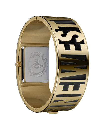 Vivienne Westwood Belvoir 25mm Black Gold Bangle Watch
