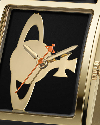 Vivienne Westwood Belvoir 25mm Black Gold Bangle Watch