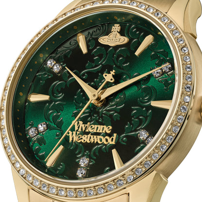 Vivienne Westwood Little Wallace 32mm Green Dial Gold Strap Watch