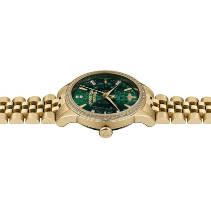 Vivienne Westwood Little Wallace 32mm Green Dial Gold Strap Watch