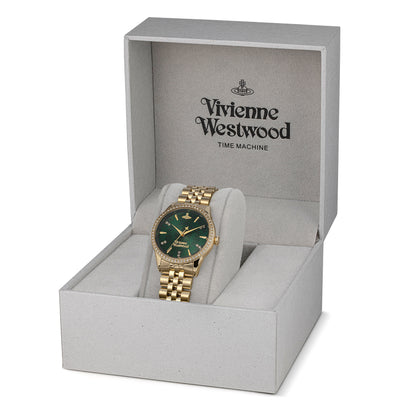Vivienne Westwood Little Wallace 32mm Green Dial Gold Strap Watch