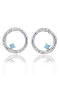 OPAL GLOW BLUE CREATED OPAL CIRCLE EARRINGS SILVER