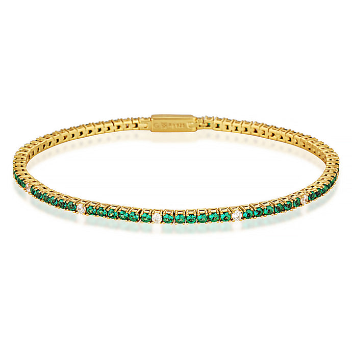 MILESTONE EMERALD 2MM TENNIS BRACELET IN GOLD