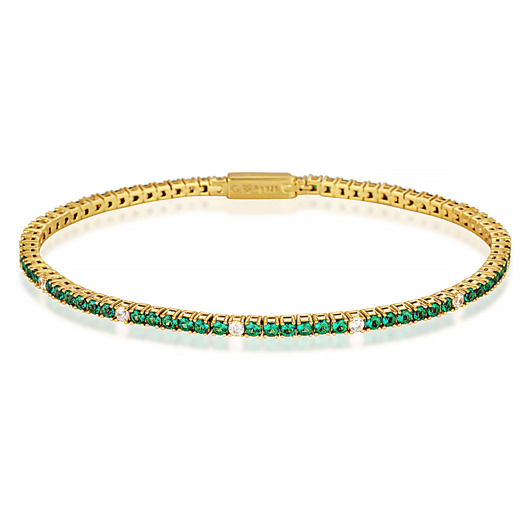 MILESTONE EMERALD 2MM TENNIS BRACELET IN GOLD