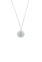 Load image into Gallery viewer, OPAL GLOW BLUE CREATED OPAL HAMSA MEDALION SILVER