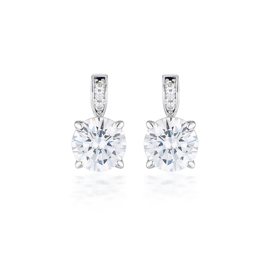 WHITE CZ RHODIUM 3MILS EARRING