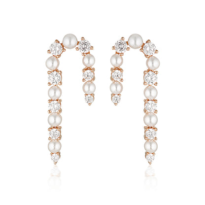 NOEL NIGHTS CANDY CANE PEARL EARRINGS ROSE GOLD