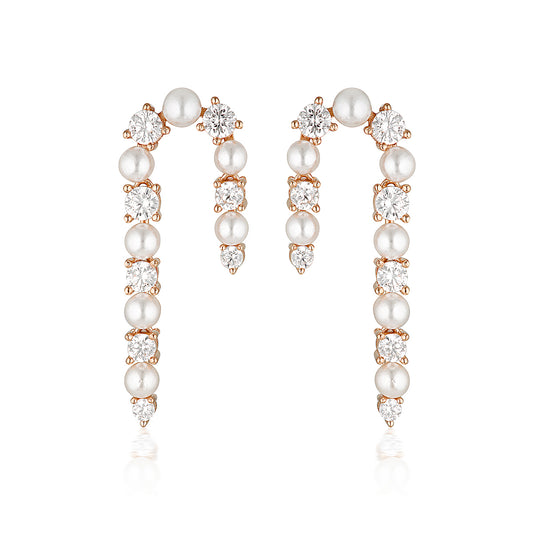 NOEL NIGHTS CANDY CANE PEARL EARRINGS ROSE GOLD