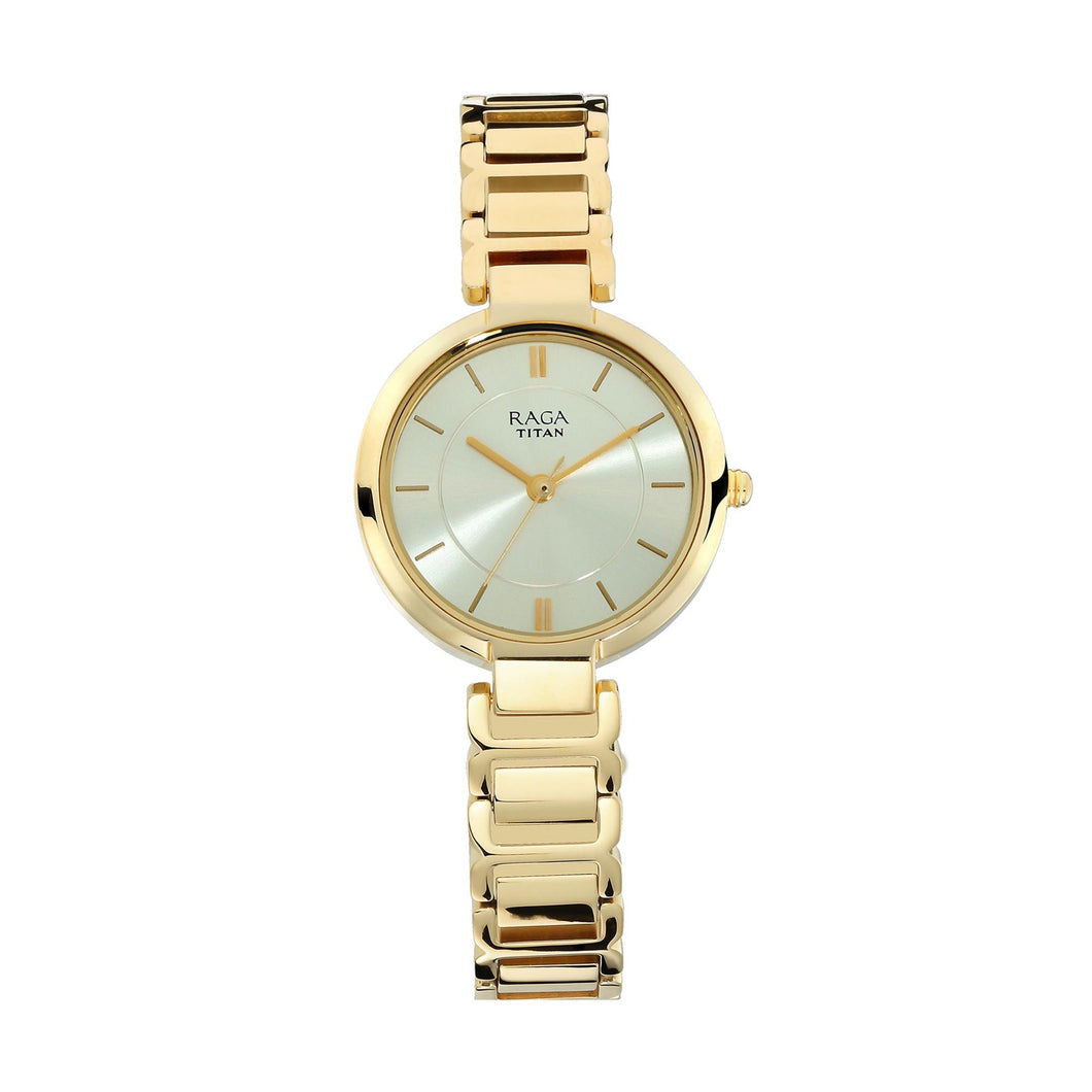 Titan Raga Viva Champagne Dial Women Watch With Metal Strap