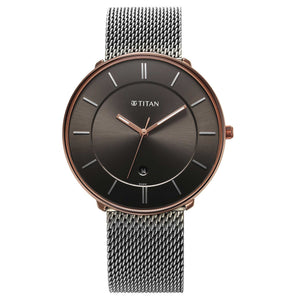 Titan Quartz Analogue Anthracite Dial Stainless Steel Strap Watch for Men