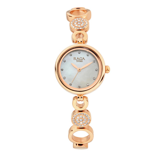 Titan Raga Mother of Pearl Dial Women Watch With Metal Strap for Women