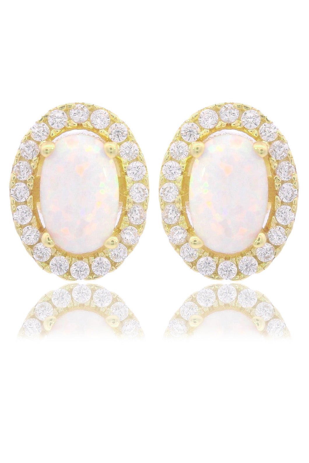 OPAL GLOW BLACKWATTLE WHITE CREATED OPAL EARRINGS GOLD