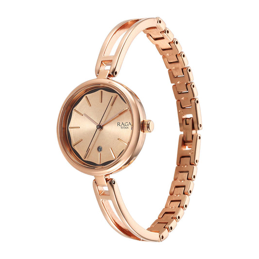 Titan Raga Viva Rose Gold Dial Analogue with Date Metal Strap watch for Women