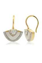 Load image into Gallery viewer, CHIC NOEL MOTHER OF PEARL FAN EARRINGS GOLD