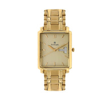 Load image into Gallery viewer, Titan Quartz Analogue with Day and Date Champagne Dial Stainless Steel Strap watch for Men