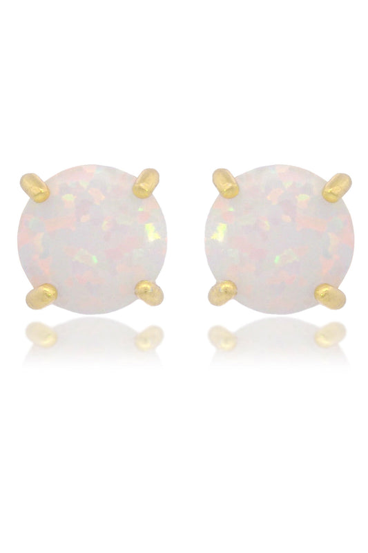 OPAL GLOW WHITE CREATED OPAL STUD EARRINGS GOLD