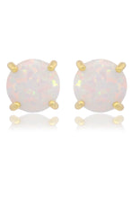 Load image into Gallery viewer, OPAL GLOW WHITE CREATED OPAL STUD EARRINGS GOLD