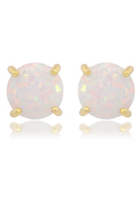 OPAL GLOW WHITE CREATED OPAL STUD EARRINGS GOLD