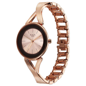 Titan Raga Chic Quartz Analogue Rose Gold Dial Metal Strap Watch for Women