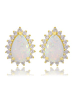 Load image into Gallery viewer, OPAL GLOW ROZELLE WHITE CREATED OPAL EARRINGS GOLD