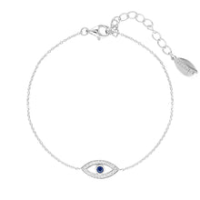 Load image into Gallery viewer, Rock Star Blue Evil Eye Silver Bracelet