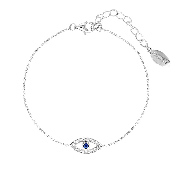 Rock Star Blue Evil Eye Silver Bracelet