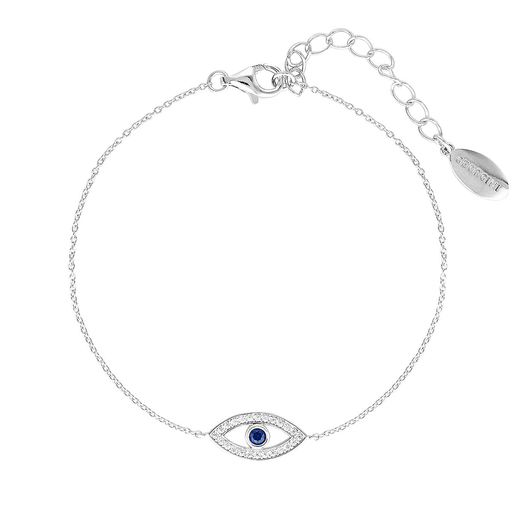 Rock Star Blue Evil Eye Silver Bracelet