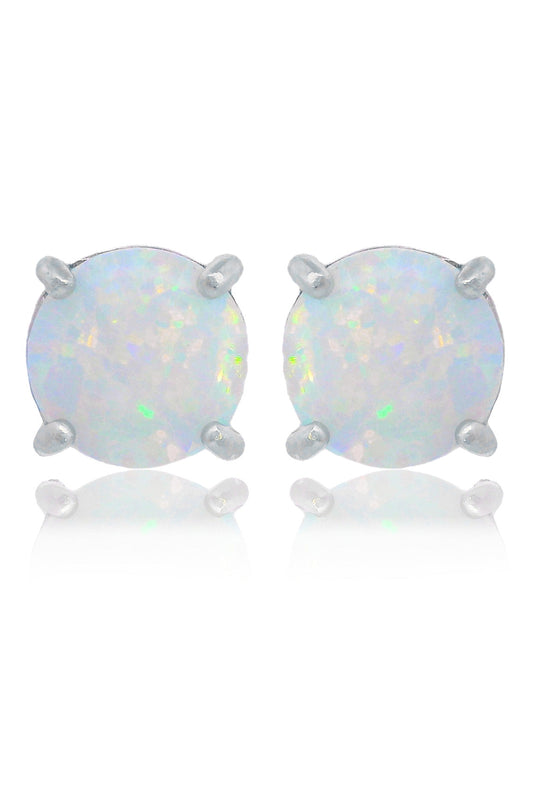 OPAL GLOW WHITE CREATED OPAL STUD EARRINGS SILVER