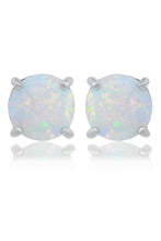 Load image into Gallery viewer, OPAL GLOW WHITE CREATED OPAL STUD EARRINGS SILVER