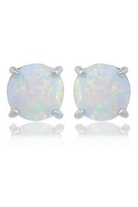 OPAL GLOW WHITE CREATED OPAL STUD EARRINGS SILVER