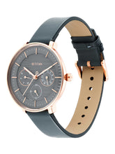 Load image into Gallery viewer, Titan Women&#39;s Svelte Black: Multi-Function Watch with Leather Strap